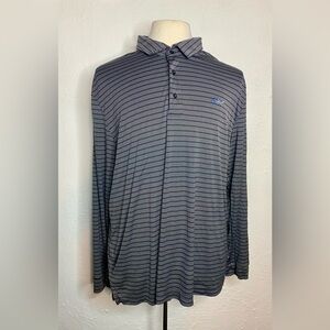 Greg Norman Tasso Elba Play Dry Mens XXL Long Sleeve Golf Shirt Gray Stripe